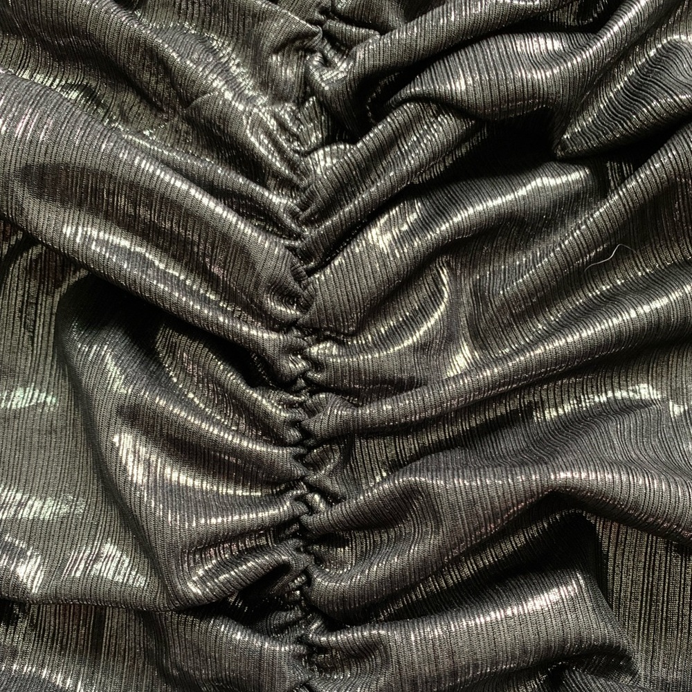 ZARA Metallic Black Ruched Camisole Top Size Medium - Picture 7 of 7